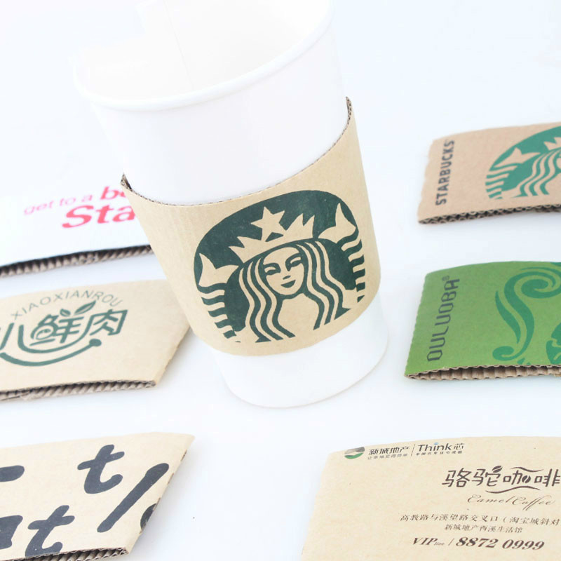 Party Event Supplier - 100個入り使い捨てカップスリーブ漫画柄二層段ボールコーヒーカップスリーブ食器カスタマイズサプライヤー