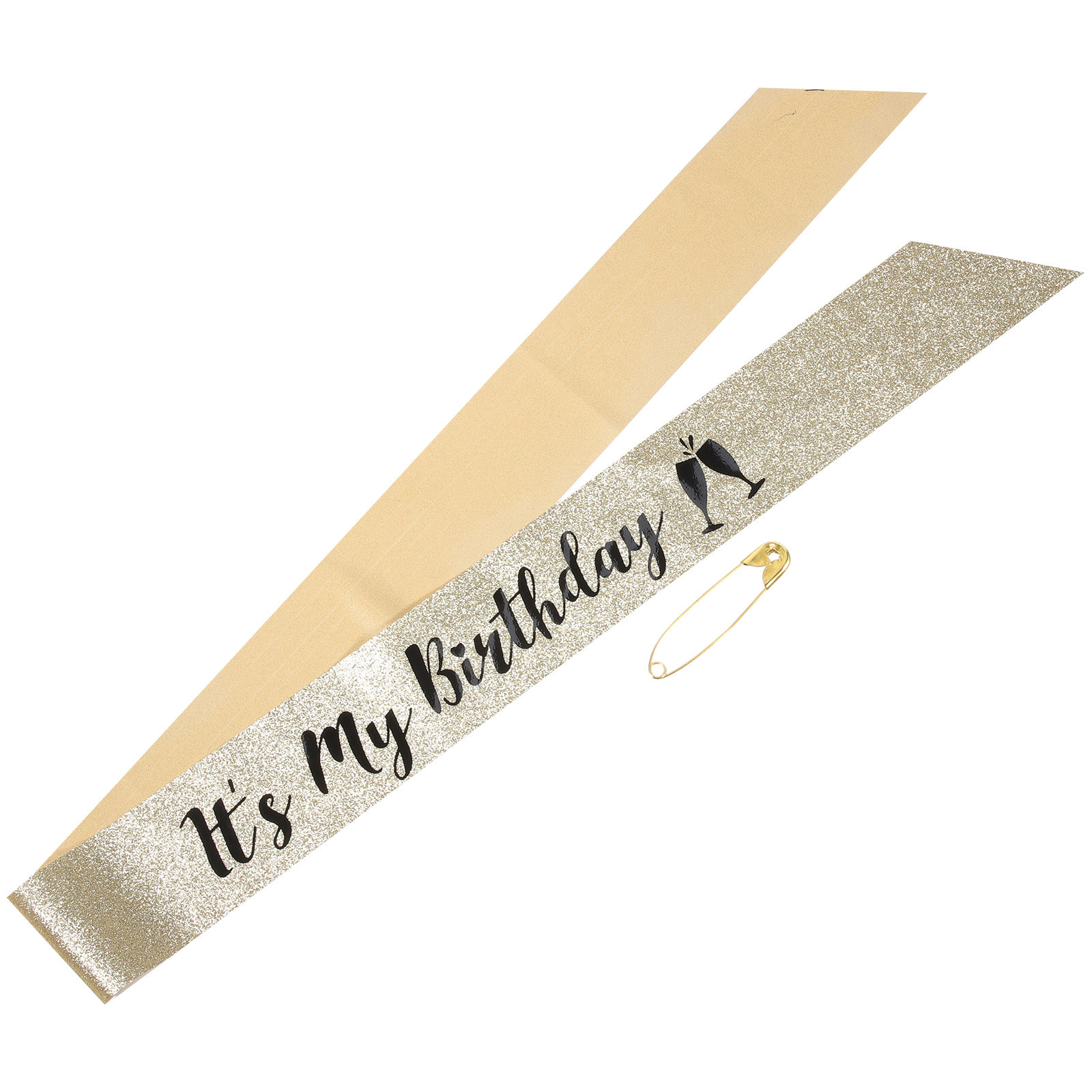 Birthday Sash Glitter - 1個入り グリッターバースデーサッシュ ショルダーサッシュ 誕生日パーティー用 グリッター生地素材 色褪せにくい文字デザイン