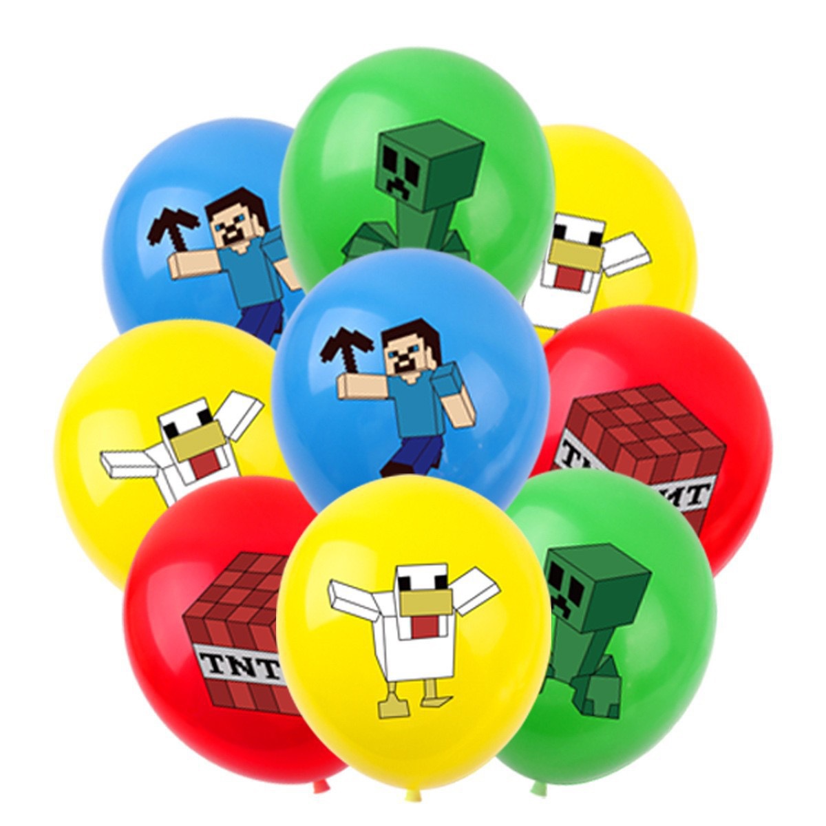 Event Supplies - 50/100個入り マインクラフト ピクセルバルーン アニメゲームテーマ 誕生日パーティー用 マルチバルーン
