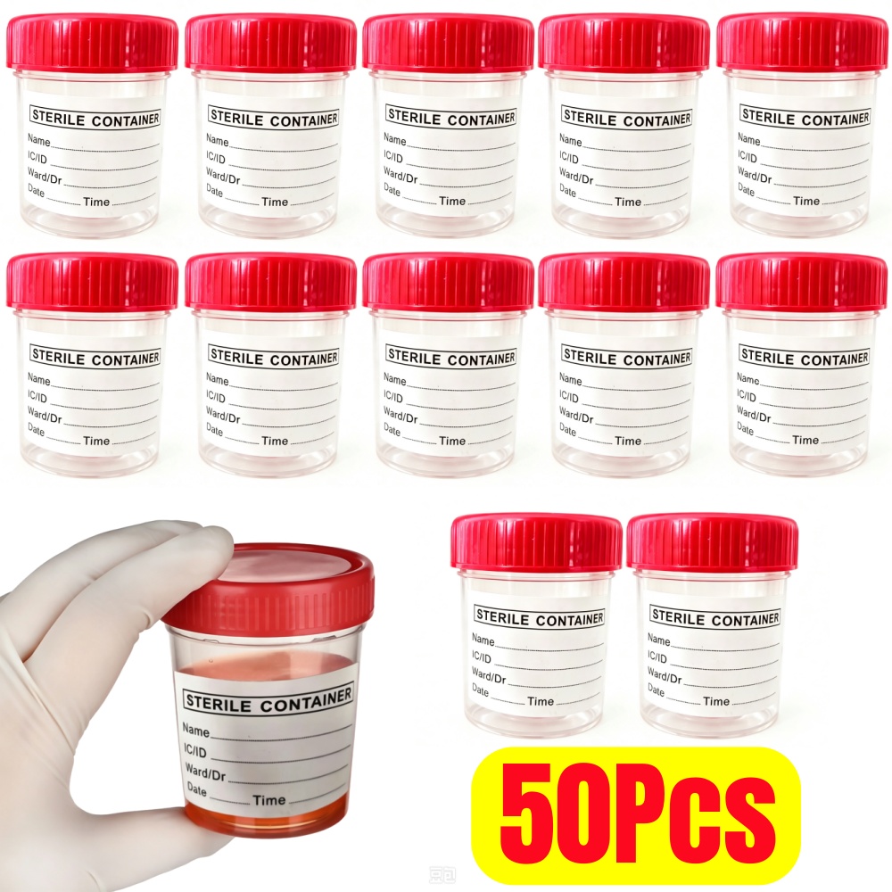 Plastic Cup 50Pcs - 使い捨てプラスチック尿カップ 50個入り 60ML 尿採取サンプルカップ 検体ボトル容器 プラスチックカップ容器