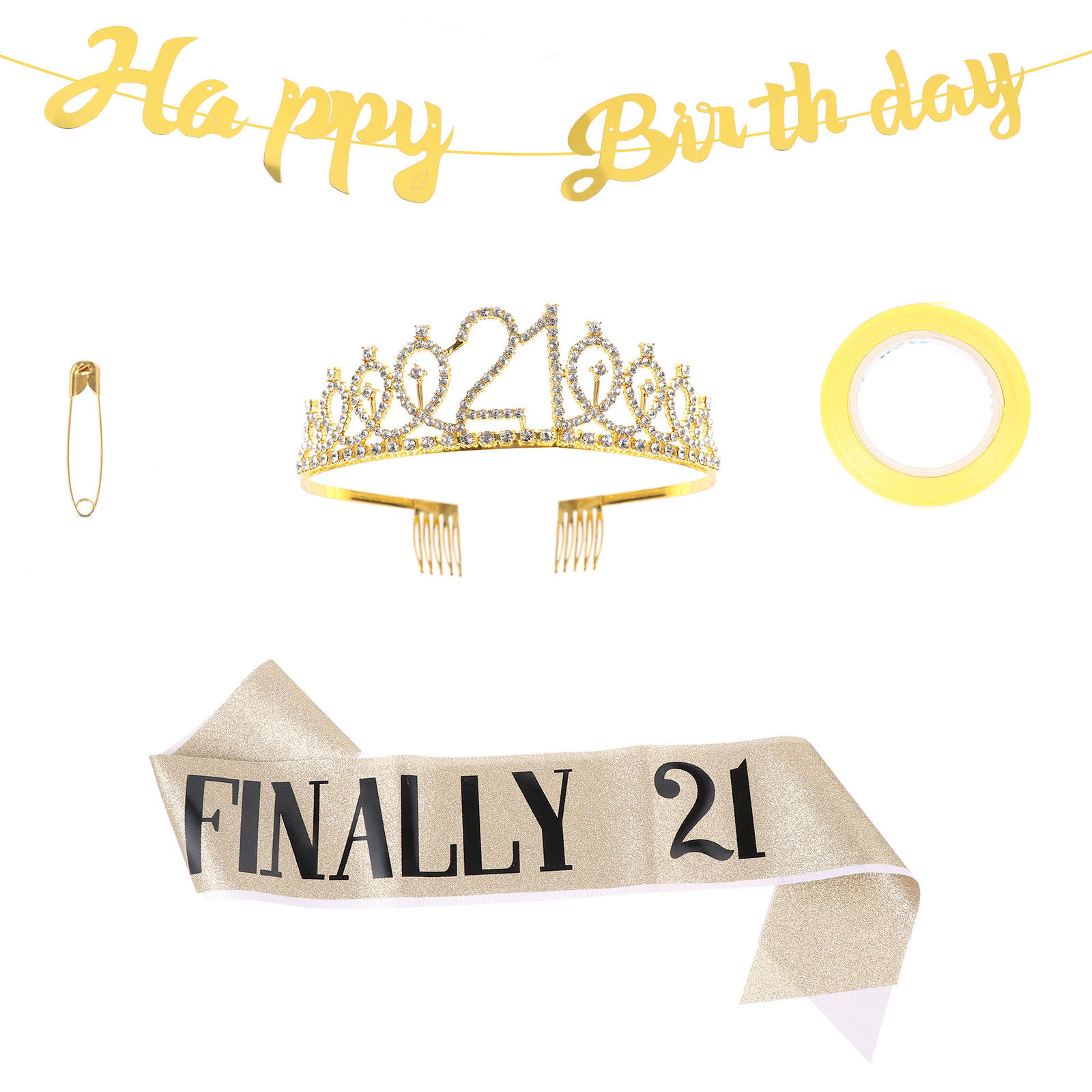 グリッターバースデークラウンセット ゴールドグリッターパーテ - Birthday Sash Glitter のレビューと価格