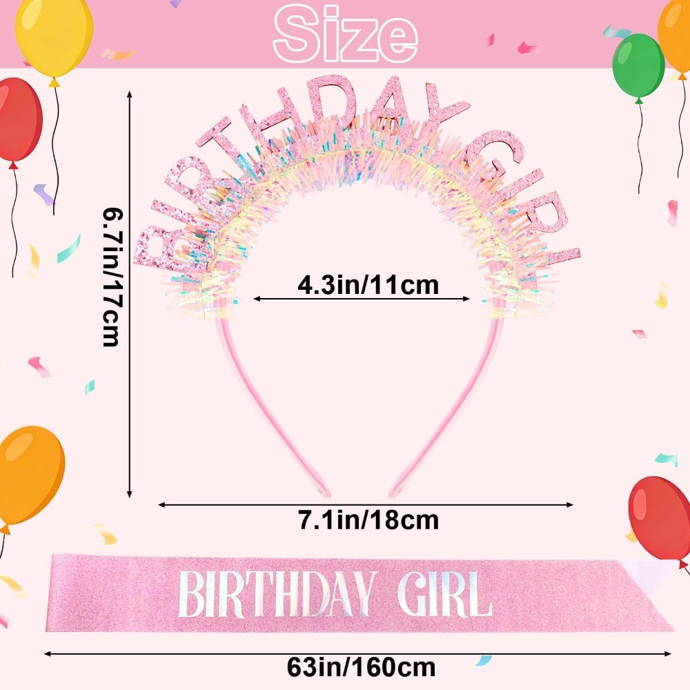 バースデーガールサッシュ グリッターヘッドバンド ティアラ  - Birthday Sash Glitter のレビューと価格