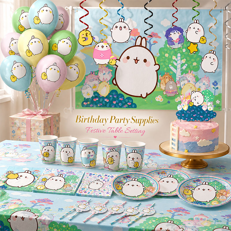 Molang 漫画をテーマにしたパーティー用品 使い捨てプレ - Paper Straw Color のレビューと価格