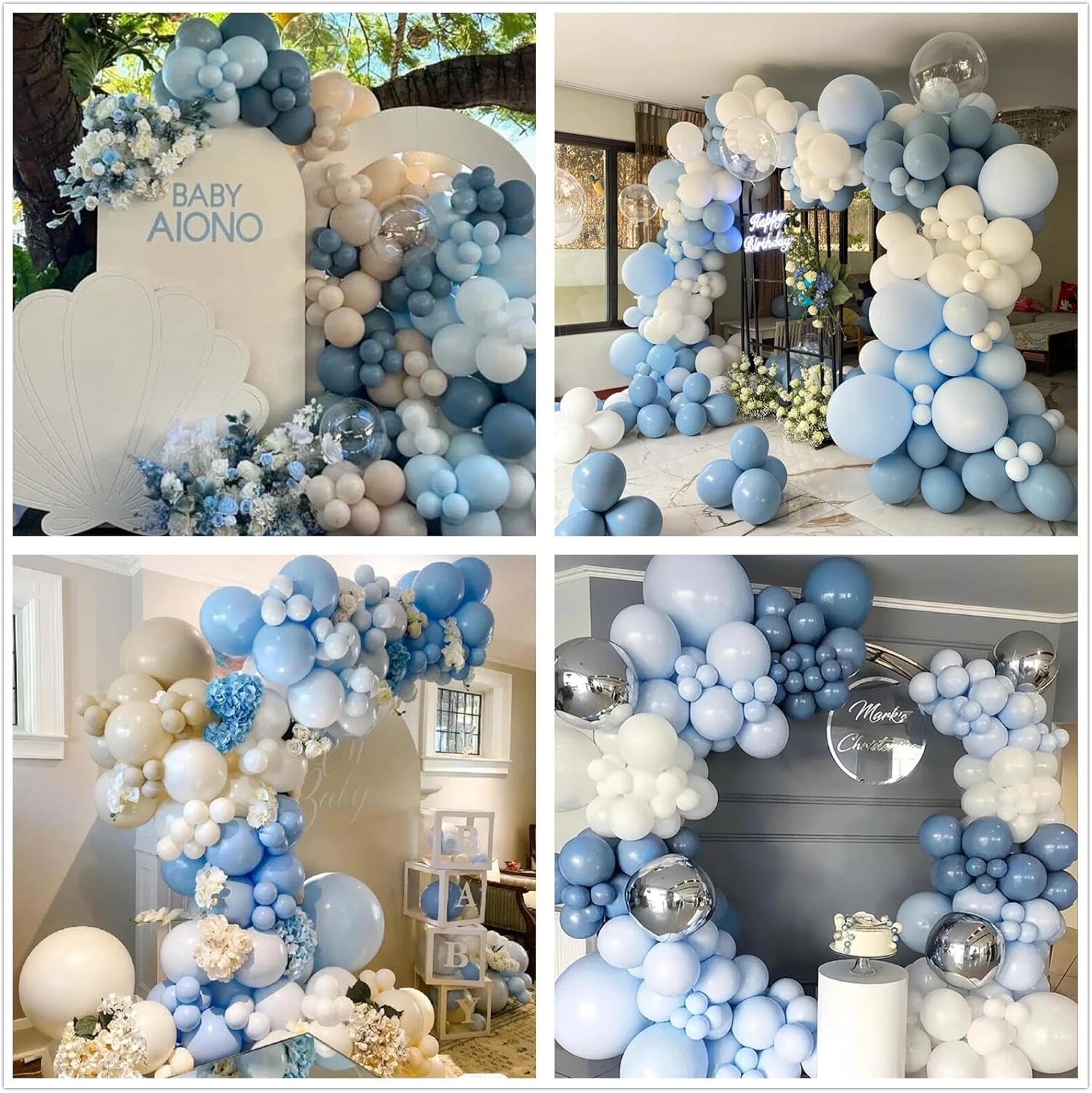 ダスティブルーサンドホワイトラテックスバルーンガーランドアー - Balloon Arch Kit のレビューと価格