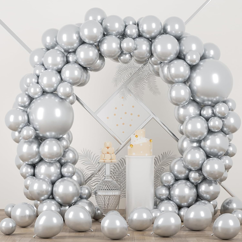 68個入り メタリックシルバーバルーンガーランドアーチキット - Balloon Arch Kit のレビューと価格