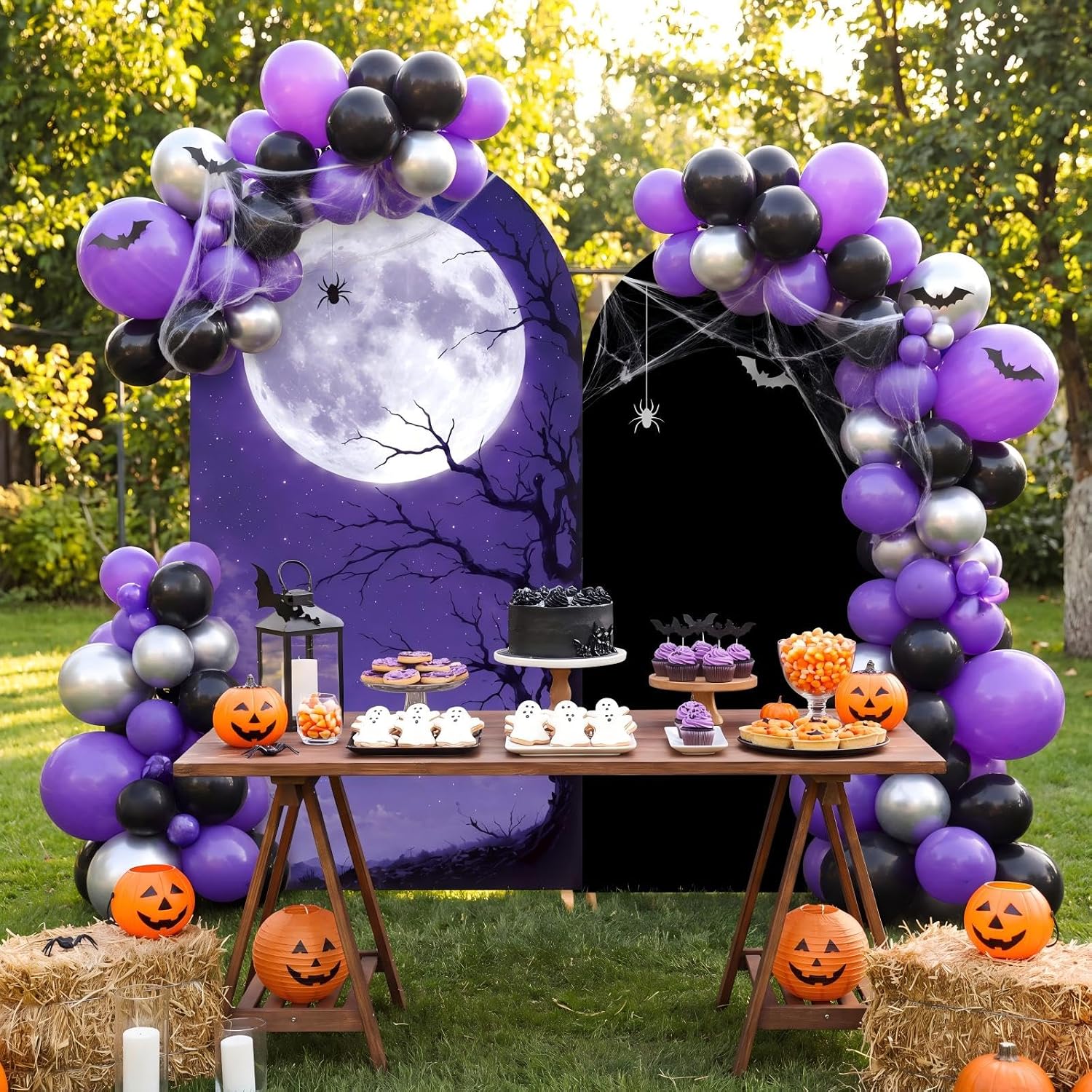 カスタム2面ハロウィンホリデーファミリーパーティーバナーアー - Dessert Table Backdrop のレビューと価格