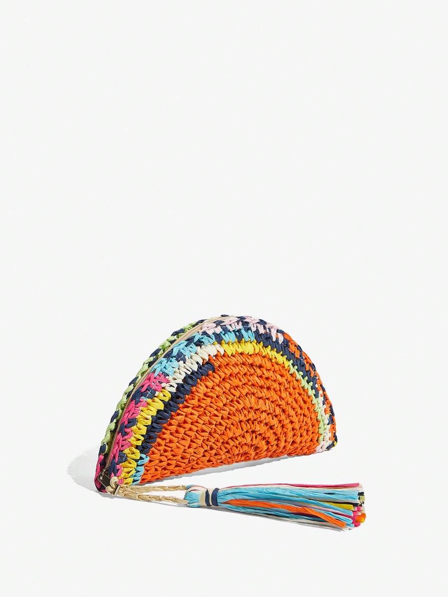 レディース、女性用クラッチバッグ、ストローバッグ、カラフルな - Paper Straw Color のレビューと価格