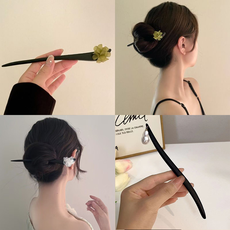 ヴィンテージ中国風の木製花ヘアスティックパールヘアピンジュエ - Event Suppliers のレビューと価格