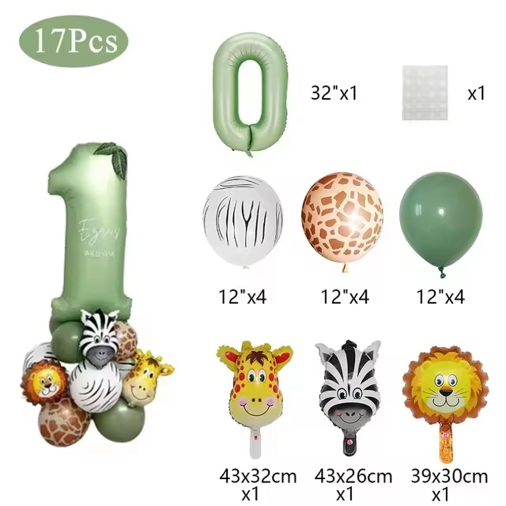 ジャングルアニマルバースデーバルーン セージグリーンナンバー - Balloon Arch Kit のレビューと価格