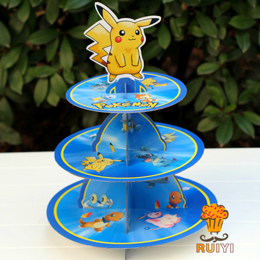 ピカチュウポケモン 3 層ケーキスタンドかわいい漫画ケーキス - Cupcake Stand Tier のレビューと価格